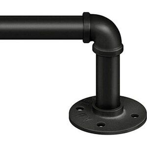 Curtain Rod for Windows 48 to 86 In, Industrial Style, Black
